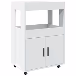 vidaXL Bar Cart Kitchen Trolley Rolling Cart Serving Cart Engineered Wood - white