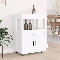 vidaXL Bar Cart Kitchen Trolley Rolling Cart Serving Cart Engineered Wood - white