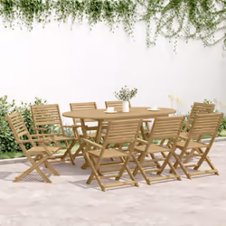 vidaXL Garden Dining Set 9 Piece Outdoor Table and Chair Solid Wood Acacia - Additional view 2