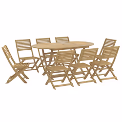 vidaXL Garden Dining Set 9 Piece Outdoor Table and Chair Solid Wood Acacia