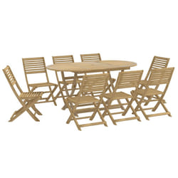 vidaXL Garden Dining Set 9 Piece Outdoor Table and Chair Solid Wood Acacia