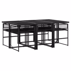 vidaXL Garden Dining Set Outdoor Table and Chair Poly Rattan - 6 piece - Additional view 6