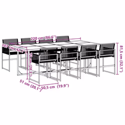 vidaXL Garden Dining Set Outdoor Table and Chair Poly Rattan - 8 piece