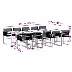 vidaXL Garden Dining Set Outdoor Table and Chair Poly Rattan - 10 piece