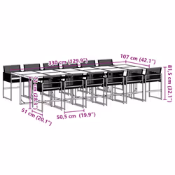 vidaXL Garden Dining Set Outdoor Table and Chair Poly Rattan - 12 piece