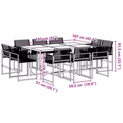 vidaXL Garden Dining Set Outdoor Table and Chair Poly Rattan - 10 piece
