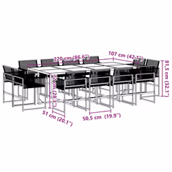 vidaXL Garden Dining Set Outdoor Table and Chair Poly Rattan - 12 piece