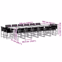 vidaXL Garden Dining Set Outdoor Table and Chair Poly Rattan - 16 piece