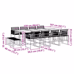 vidaXL Garden Dining Set Outdoor Table and Chair Poly Rattan - 12 piece