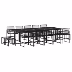 vidaXL Garden Dining Set Outdoor Table and Chair Poly Rattan - 14 piece