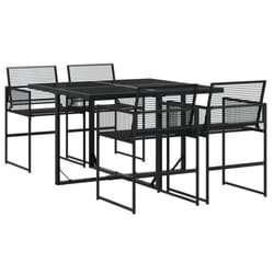 vidaXL Garden Dining Set Outdoor Dining Set Table and Chair Black Poly Rattan - 4 piece