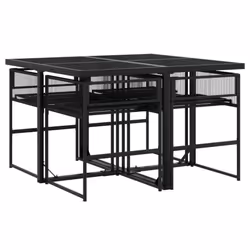 vidaXL Garden Dining Set Outdoor Dining Set Table and Chair Black Poly Rattan - 4 piece