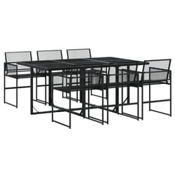 vidaXL Garden Dining Set Outdoor Dining Set Table and Chair Black Poly Rattan - 6 piece