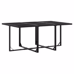 vidaXL Garden Dining Set Outdoor Dining Set Table and Chair Black Poly Rattan - 6 piece - Additional view 4