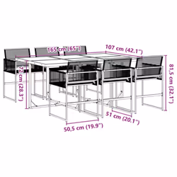vidaXL Garden Dining Set Outdoor Dining Set Table and Chair Black Poly Rattan - 6 piece - Additional view 8
