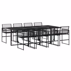 vidaXL Garden Dining Set Outdoor Dining Set Table and Chair Black Poly Rattan - 8 piece