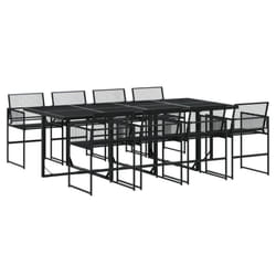 vidaXL Garden Dining Set Outdoor Dining Set Table and Chair Black Poly Rattan - 8 piece