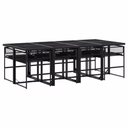 vidaXL Garden Dining Set Outdoor Dining Set Table and Chair Black Poly Rattan - 8 piece