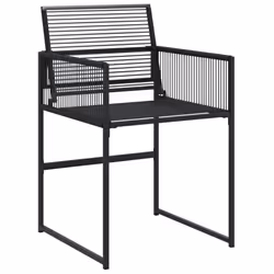 vidaXL Garden Dining Set Outdoor Dining Set Table and Chair Black Poly Rattan - 8 piece - Additional view 5