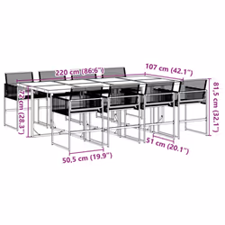 vidaXL Garden Dining Set Outdoor Dining Set Table and Chair Black Poly Rattan - 8 piece - Additional view 8
