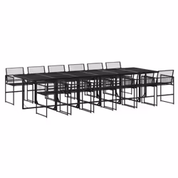 vidaXL Garden Dining Set Outdoor Dining Set Table and Chair Black Poly Rattan - 12 piece