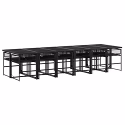 vidaXL Garden Dining Set Outdoor Dining Set Table and Chair Black Poly Rattan - 12 piece