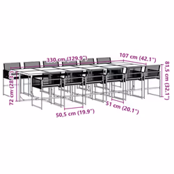 vidaXL Garden Dining Set Outdoor Dining Set Table and Chair Black Poly Rattan - 12 piece - Additional view 8