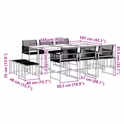 vidaXL Garden Dining Set 11 Piece Outdoor Table and Chair Black Poly Rattan