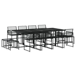 vidaXL Garden Dining Set 13 Piece Outdoor Table and Chair Black Poly Rattan