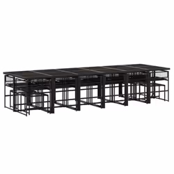 vidaXL Garden Dining Set 17 Piece Outdoor Table and Chair Black Poly Rattan - Additional view 5