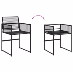 vidaXL Garden Dining Set 17 Piece Outdoor Table and Chair Black Poly Rattan - Additional view 6