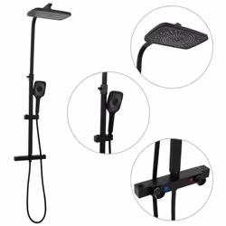 vidaXL Dual Head Shower Set with Mixer and Hose Shower Mixer Set Black Brass