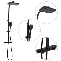 vidaXL Dual Head Shower Set with Mixer and Hose Shower Mixer Set Black Brass