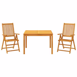 vidaXL Garden Dining Set 3 Piece Outdoor Table and Chair Solid Wood Acacia - 110 x 110 x 75 cm/ 3 piece
