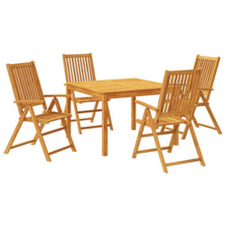 vidaXL Garden Dining Set 3 Piece Outdoor Table and Chair Solid Wood Acacia - 110 x 110 x 75 cm/ 5 piece
