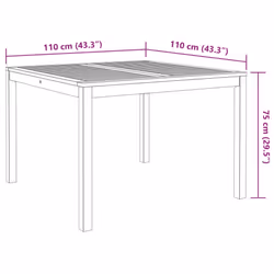 vidaXL Garden Dining Set 3 Piece Outdoor Table and Chair Solid Wood Acacia - 110 x 110 x 75 cm/ 5 piece - Additional view 8