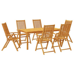 vidaXL Garden Dining Set 3 Piece Outdoor Table and Chair Solid Wood Acacia - 180 x 90 x 75 cm/ 7 piece