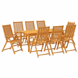 vidaXL Garden Dining Set 3 Piece Outdoor Table and Chair Solid Wood Acacia - 180 x 90 x 75 cm/ 9 piece