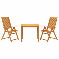 vidaXL Garden Dining Set 3 Piece Outdoor Table and Chair Solid Wood Acacia - 85 x 85 x 74 cm/ 3 piece