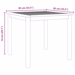 vidaXL Garden Dining Set 3 Piece Outdoor Table and Chair Solid Wood Acacia - 85 x 85 x 74 cm/ 3 piece - Additional view 8