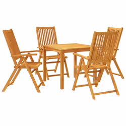 vidaXL Garden Dining Set 3 Piece Outdoor Table and Chair Solid Wood Acacia - 85 x 85 x 74 cm/ 5 piece