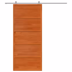 vidaXL Barn Door Hanging Sliding Door Home Internal Barn Door Solid Wood Pine - wax brown, 90 x 208 cm
