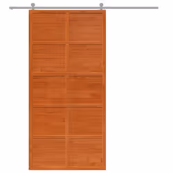 vidaXL Barn Door Hanging Sliding Door Home Internal Barn Door Solid Wood Pine - wax brown, 100 x 208 cm