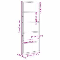 vidaXL Barn Door Hanging Sliding Door Home Internal Barn Door Solid Wood Pine - wax brown, 80 x 208 cm - Additional view 9