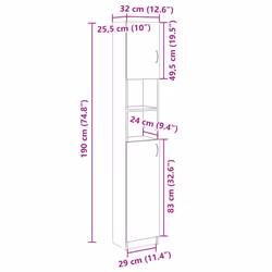vidaXL Bathroom Cabinet Storage Cupboard Cabinet Sonoma Oak Engineered Wood - Additional view 9