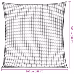 vidaXL Trailer Net with Elastic Rope Cargo Net Truck Bed Mesh Net Green PP - black, 3 x 3 m