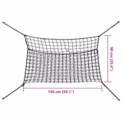 vidaXL Hay Nets Livestock Feeders Horse Pony Cattle Feeding Bale Feeder PP - black, 1.5 x 0.9 m