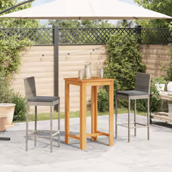 vidaXL Garden Bar Set 3 Piece Chairs Grey Solid Wood Acacia and Poly Rattan