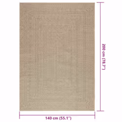 vidaXL Rug Floor Carpet for Indoor and Outdoor Door Mat Kitchen Rug Jute Look - beige, 140 x 200 cm/rectangular design - Additional view 3