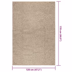 vidaXL Rug Floor Carpet for Indoor and Outdoor Door Mat Kitchen Rug Jute Look - beige, 120 x 170 cm/round design - Additional view 3